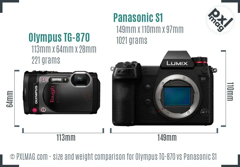 Olympus TG-870 vs Panasonic S1 size comparison