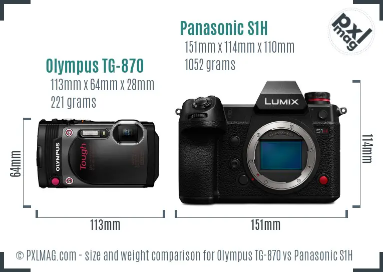 Olympus TG-870 vs Panasonic S1H size comparison