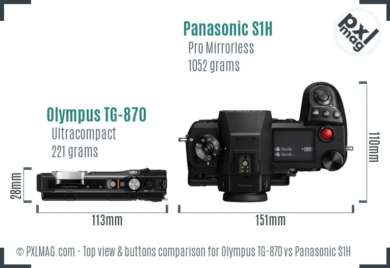 Olympus TG-870 vs Panasonic S1H top view buttons comparison