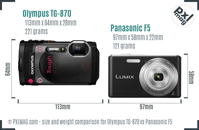 Olympus TG-870 vs Panasonic F5 size comparison