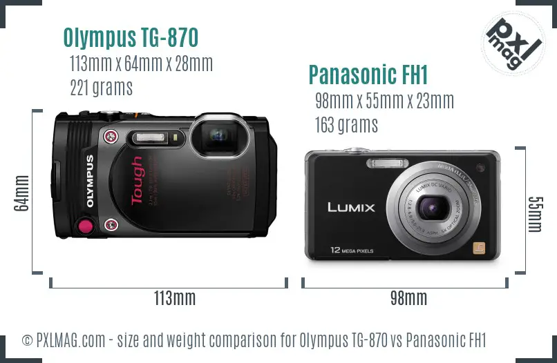Olympus TG-870 vs Panasonic FH1 size comparison