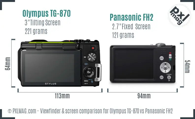 Olympus TG-870 vs Panasonic FH2 Screen and Viewfinder comparison