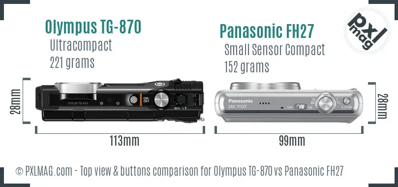 Olympus TG-870 vs Panasonic FH27 top view buttons comparison
