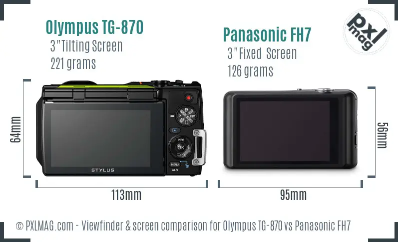 Olympus TG-870 vs Panasonic FH7 Screen and Viewfinder comparison