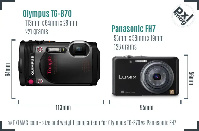 Olympus TG-870 vs Panasonic FH7 size comparison