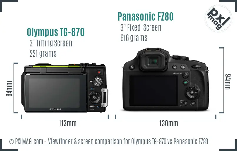 Olympus TG-870 vs Panasonic FZ80 Screen and Viewfinder comparison