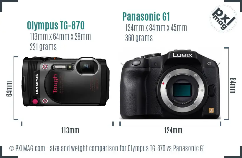 Olympus TG-870 vs Panasonic G1 size comparison