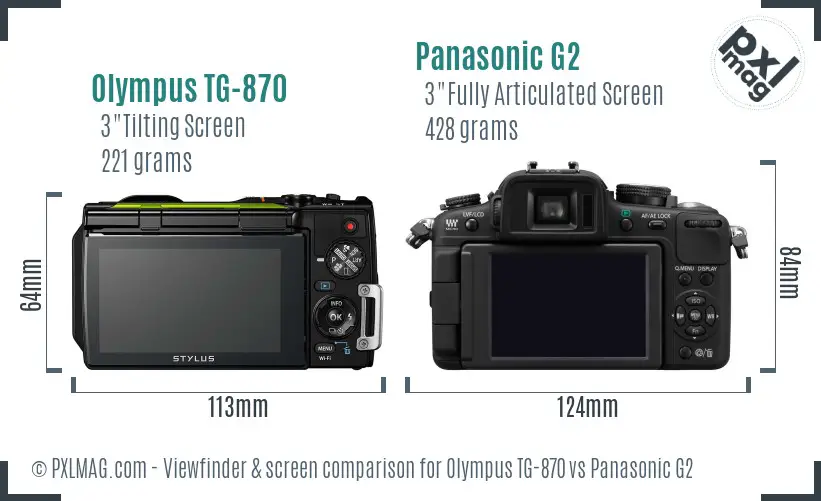 Olympus TG-870 vs Panasonic G2 Screen and Viewfinder comparison