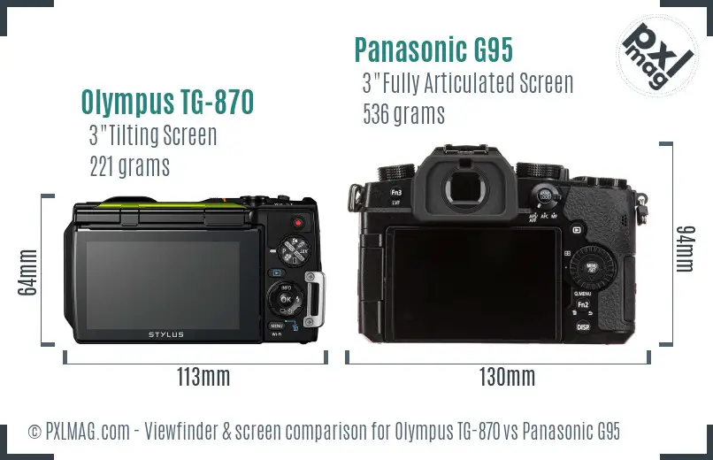 Olympus TG-870 vs Panasonic G95 Screen and Viewfinder comparison Olympus TG-870 vs Panasonic G95 Screen and Viewfinder comparison