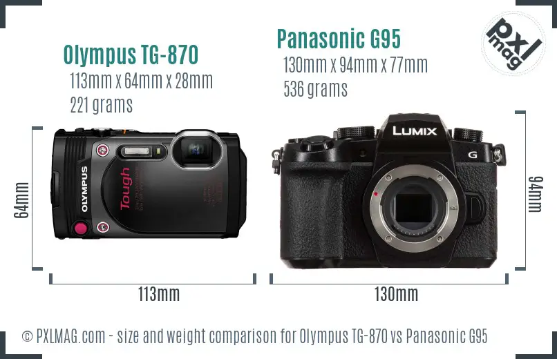 Olympus TG-870 vs Panasonic G95 size comparison Olympus TG-870 vs Panasonic G95 size comparison