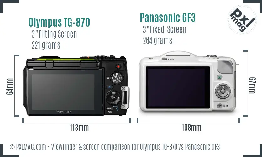 Olympus TG-870 vs Panasonic GF3 Screen and Viewfinder comparison Olympus TG-870 vs Panasonic GF3 Screen and Viewfinder comparison