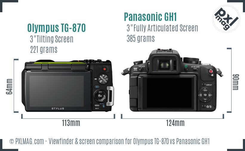 Olympus TG-870 vs Panasonic GH1 Screen and Viewfinder comparison