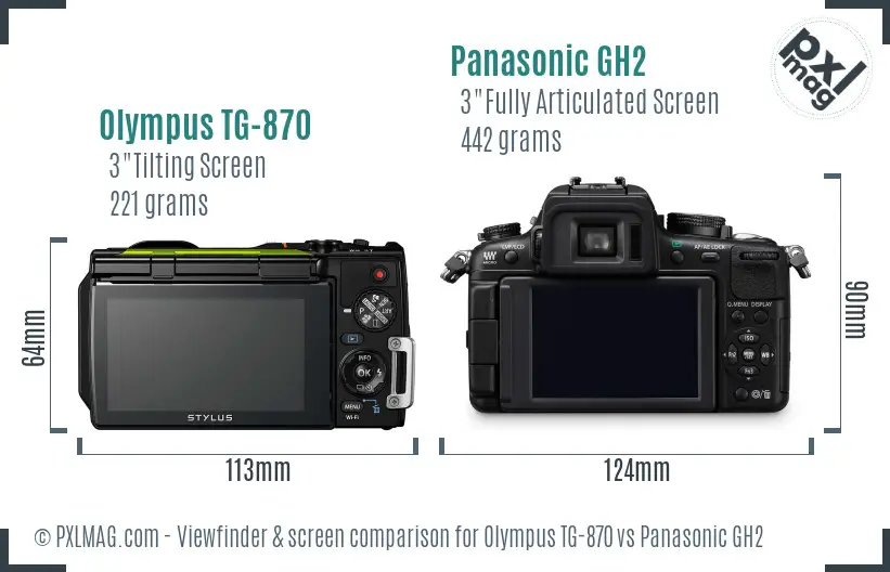 Olympus TG-870 vs Panasonic GH2 Screen and Viewfinder comparison