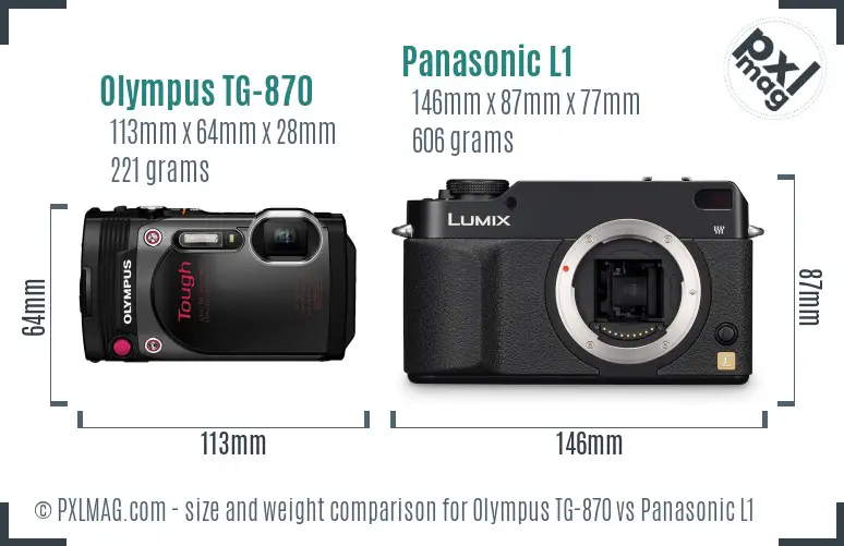 Olympus TG-870 vs Panasonic L1 size comparison Olympus TG-870 vs Panasonic L1 size comparison