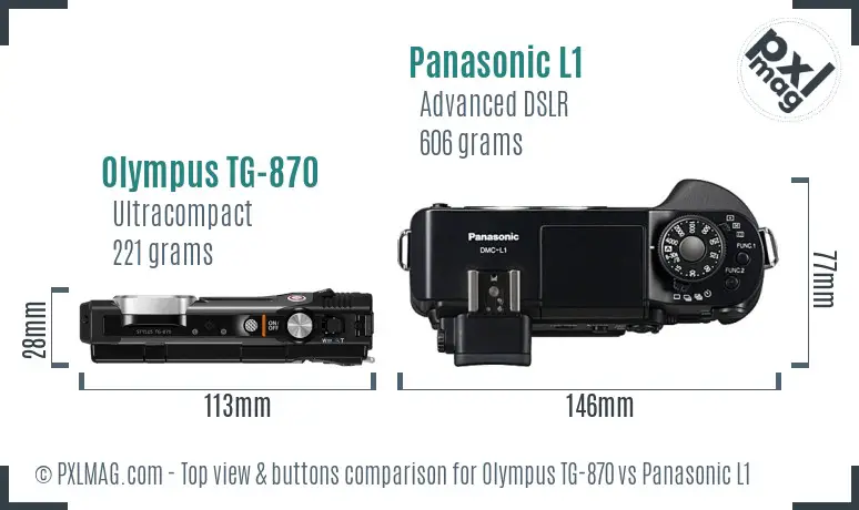 Olympus TG-870 vs Panasonic L1 top view buttons comparison Olympus TG-870 vs Panasonic L1 top view buttons comparison