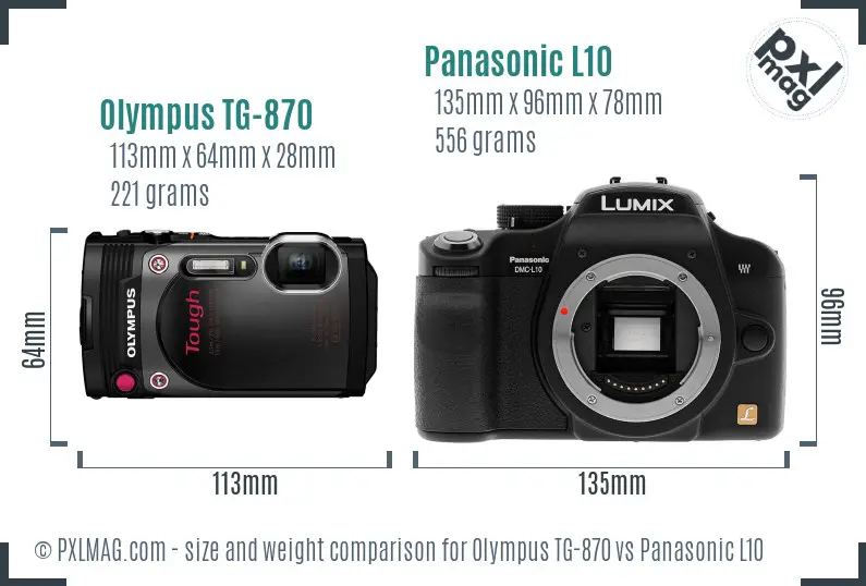 Olympus TG-870 vs Panasonic L10 size comparison