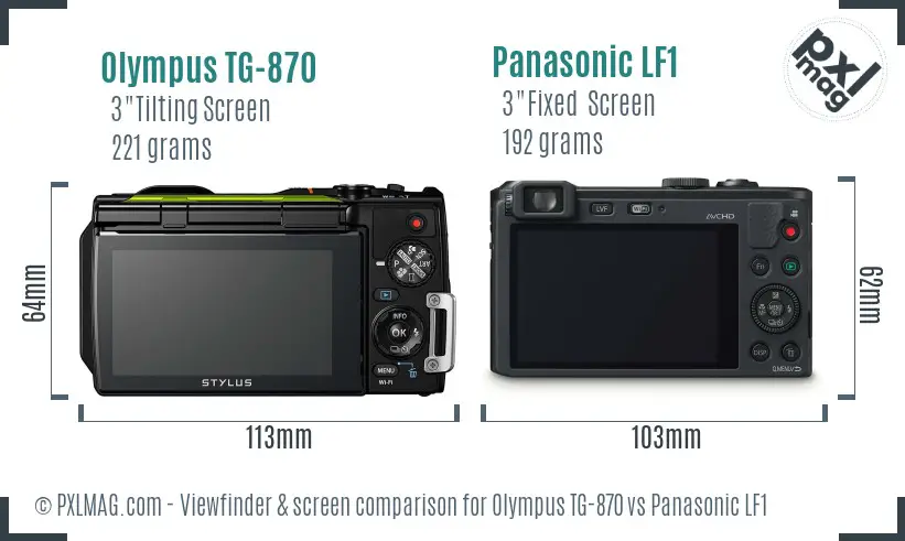 Olympus TG-870 vs Panasonic LF1 Screen and Viewfinder comparison