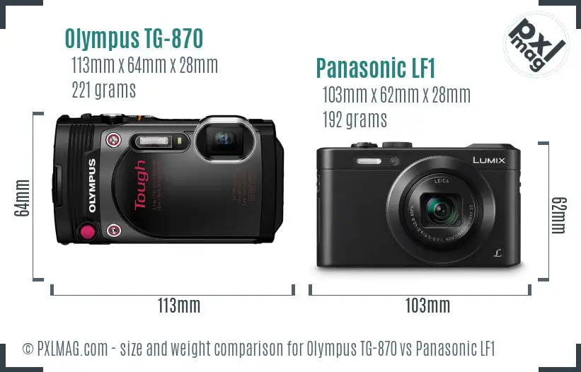 Olympus TG-870 vs Panasonic LF1 size comparison