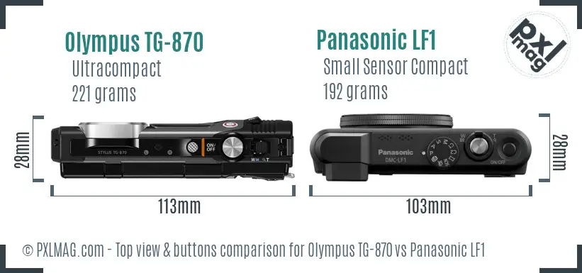 Olympus TG-870 vs Panasonic LF1 top view buttons comparison