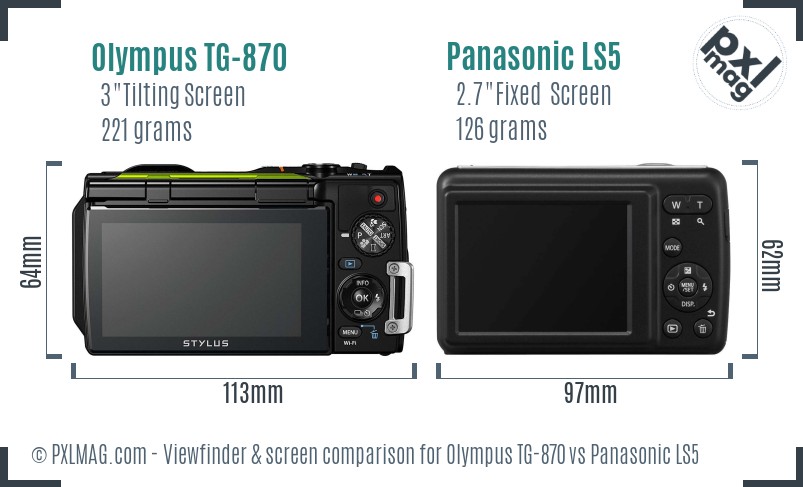 Olympus TG-870 vs Panasonic LS5 Screen and Viewfinder comparison