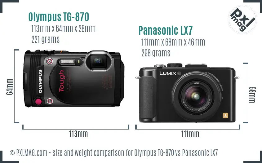 Olympus TG-870 vs Panasonic LX7 size comparison