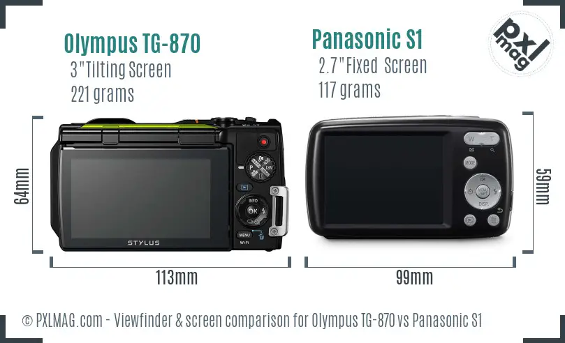 Olympus TG-870 vs Panasonic S1 Screen and Viewfinder comparison