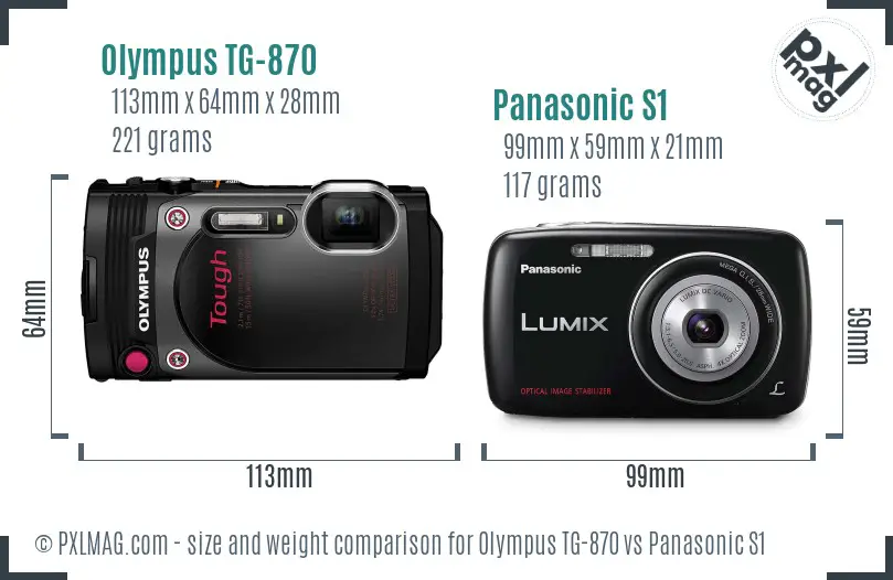 Olympus TG-870 vs Panasonic S1 size comparison