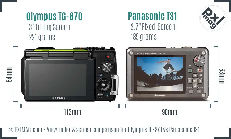 Olympus TG-870 vs Panasonic TS1 Screen and Viewfinder comparison