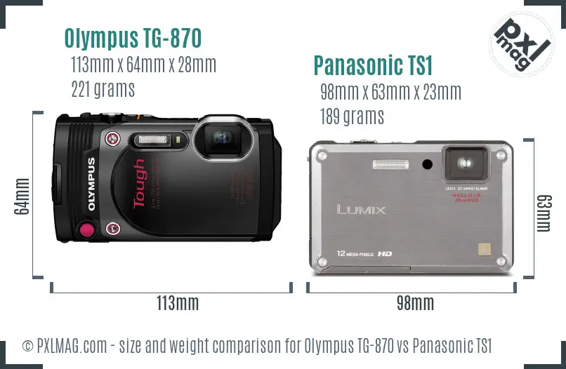 Olympus TG-870 vs Panasonic TS1 size comparison Olympus TG-870 vs Panasonic TS1 size comparison