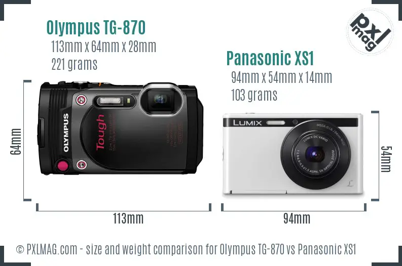 Olympus TG-870 vs Panasonic XS1 size comparison