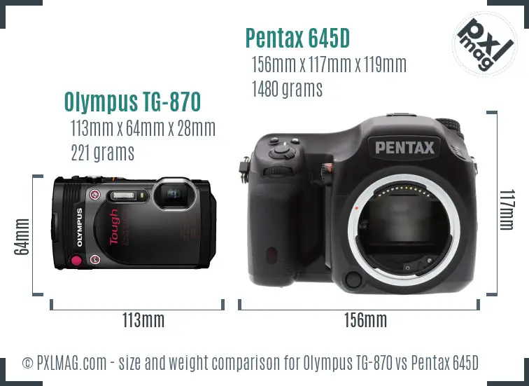 Olympus TG-870 vs Pentax 645D size comparison