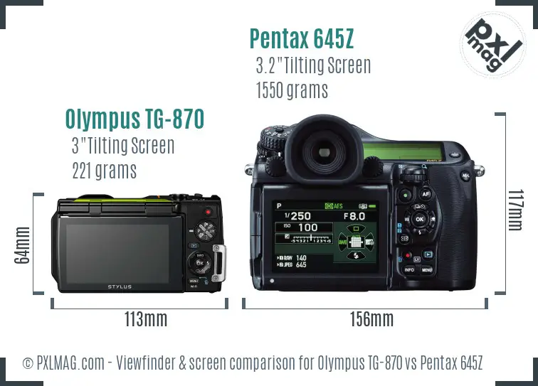 Olympus TG-870 vs Pentax 645Z Screen and Viewfinder comparison