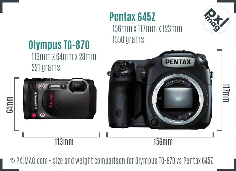 Olympus TG-870 vs Pentax 645Z size comparison