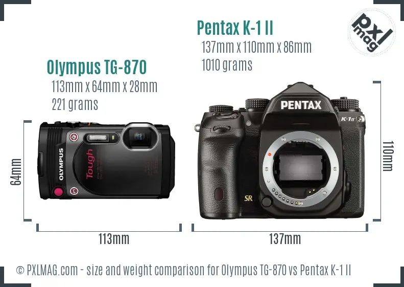 Olympus TG-870 vs Pentax K-1 II size comparison