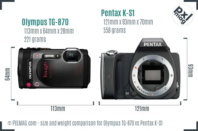 Olympus TG-870 vs Pentax K-S1 size comparison