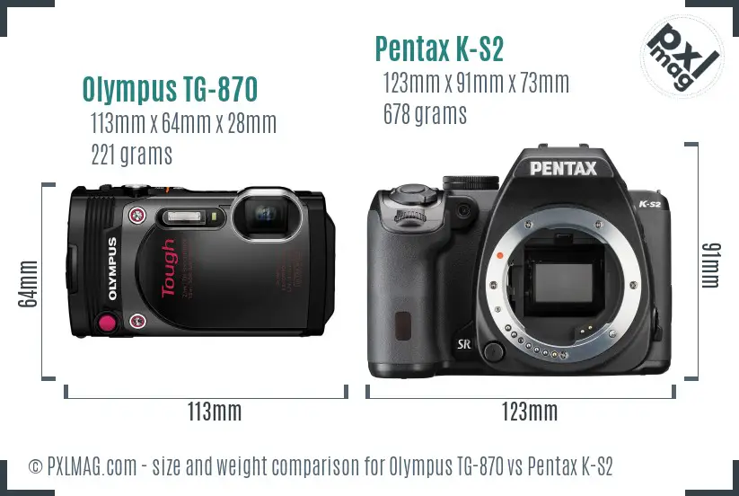 Olympus TG-870 vs Pentax K-S2 size comparison