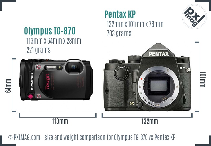 Olympus TG-870 vs Pentax KP size comparison