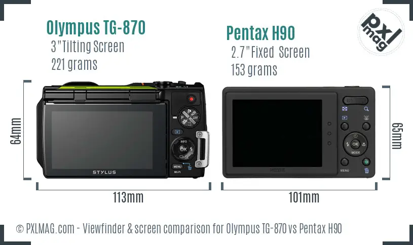 Olympus TG-870 vs Pentax H90 Screen and Viewfinder comparison