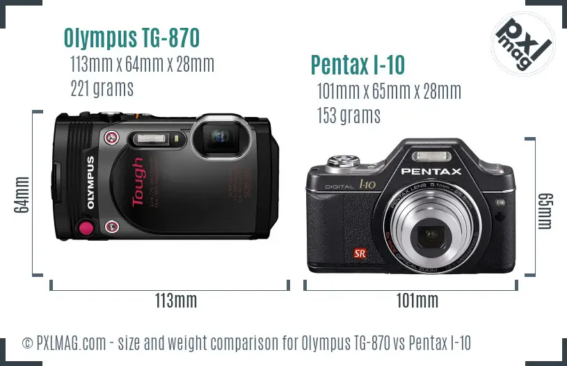 Olympus TG-870 vs Pentax I-10 size comparison