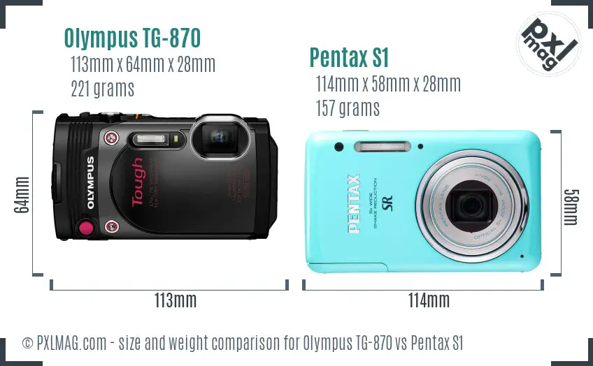 Olympus TG-870 vs Pentax S1 size comparison