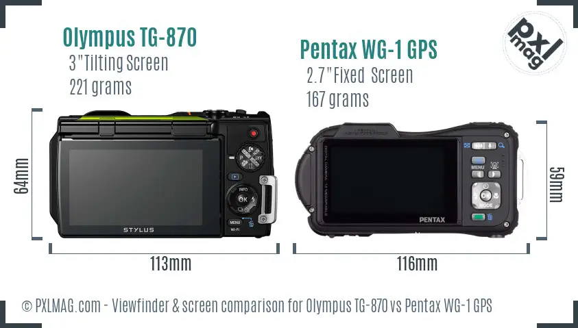 Olympus TG-870 vs Pentax WG-1 GPS Screen and Viewfinder comparison