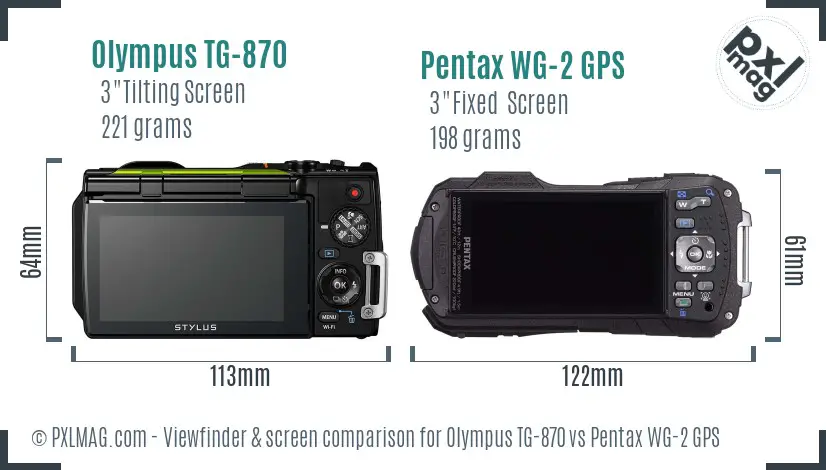 Olympus TG-870 vs Pentax WG-2 GPS Screen and Viewfinder comparison