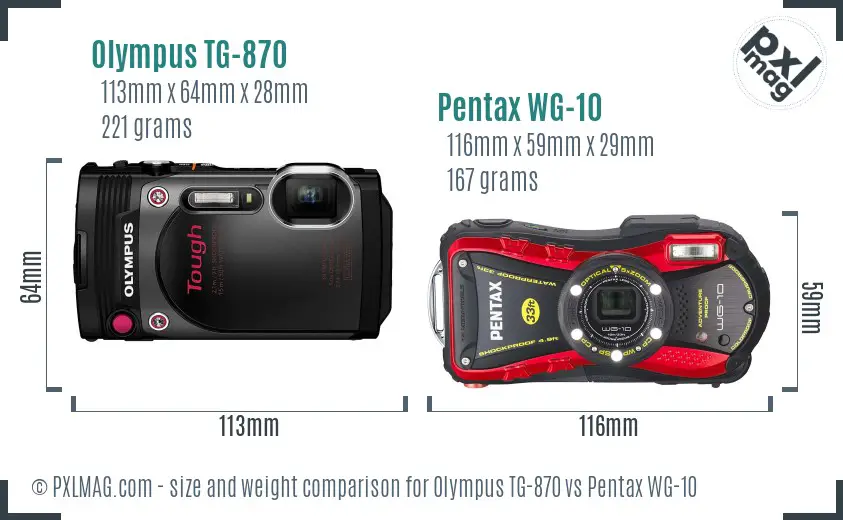 Olympus TG-870 vs Pentax WG-10 size comparison Olympus TG-870 vs Pentax WG-10 size comparison