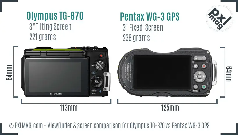 Olympus TG-870 vs Pentax WG-3 GPS Screen and Viewfinder comparison Olympus TG-870 vs Pentax WG-3 GPS Screen and Viewfinder comparison