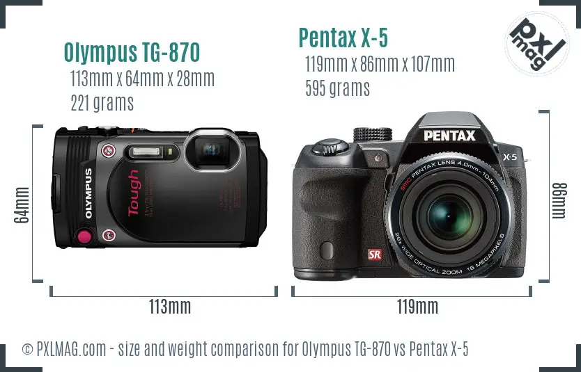 Olympus TG-870 vs Pentax X-5 size comparison