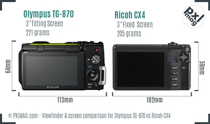 Olympus TG-870 vs Ricoh CX4 Screen and Viewfinder comparison Olympus TG-870 vs Ricoh CX4 Screen and Viewfinder comparison