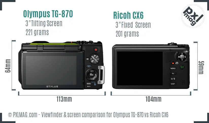 Olympus TG-870 vs Ricoh CX6 Screen and Viewfinder comparison Olympus TG-870 vs Ricoh CX6 Screen and Viewfinder comparison