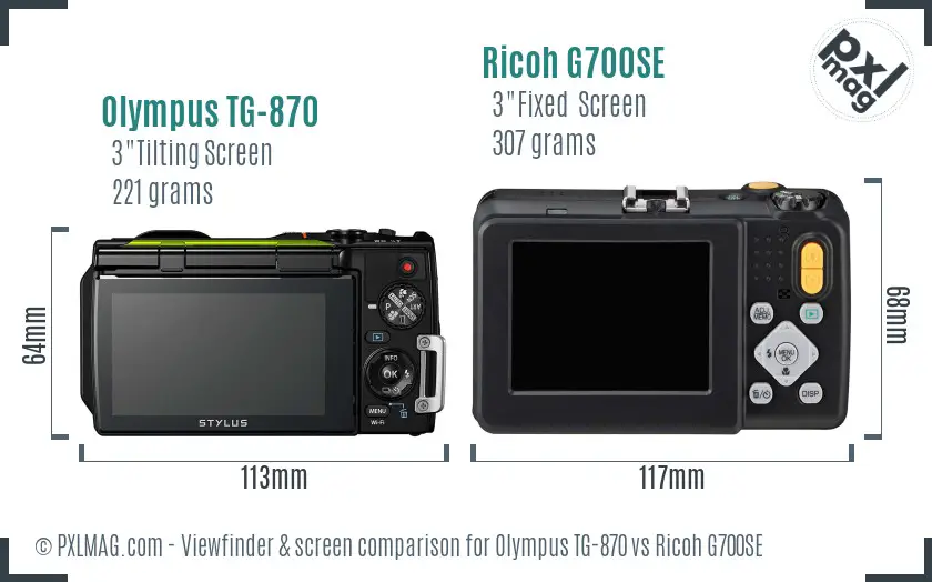Olympus TG-870 vs Ricoh G700SE Screen and Viewfinder comparison