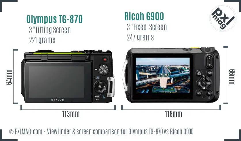 Olympus TG-870 vs Ricoh G900 Screen and Viewfinder comparison Olympus TG-870 vs Ricoh G900 Screen and Viewfinder comparison