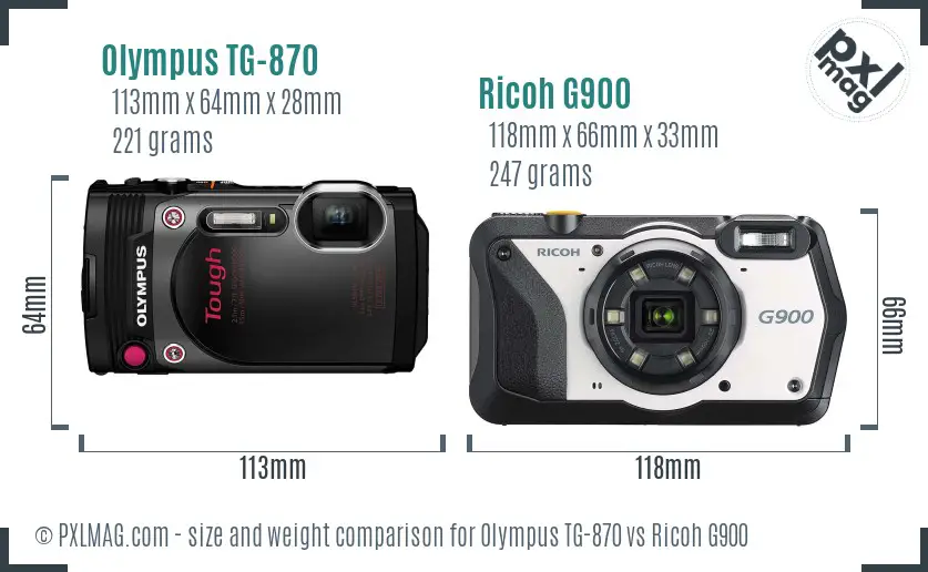 Olympus TG-870 vs Ricoh G900 size comparison Olympus TG-870 vs Ricoh G900 size comparison